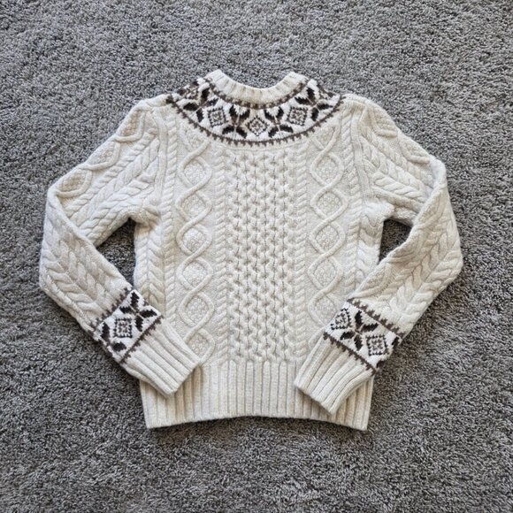 Polo Ralph Lauren - Nordic Fair Isle Aran Cable Knit Wool Sweater - XS - Picture 3 of 7